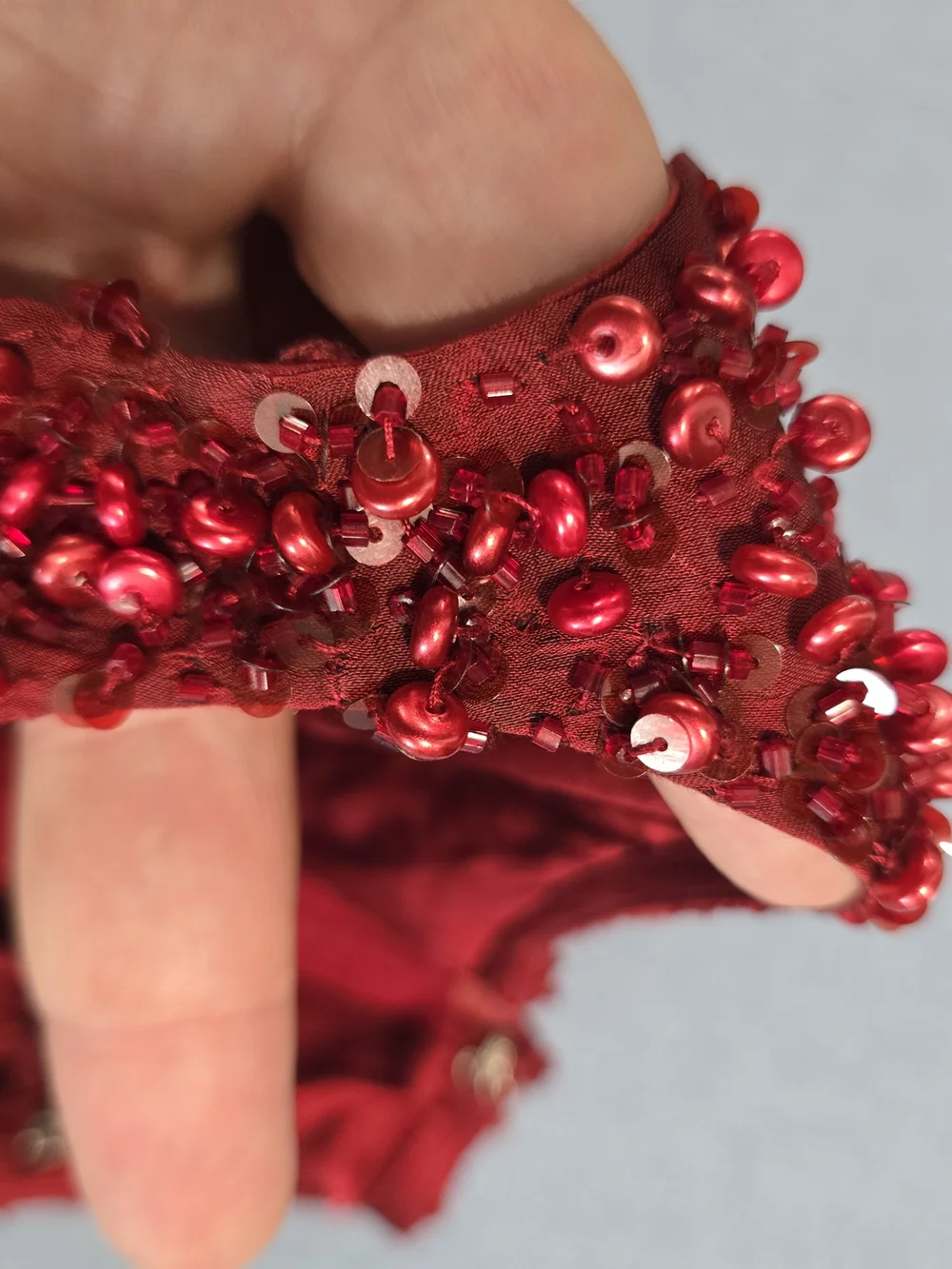 Carmen Marc Valvo Red Sequin Embellished Top - Picture 5 of 5